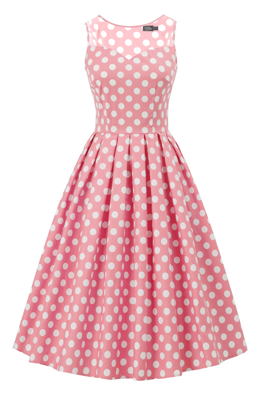 Blair Light Pink Polka Dot Mesh Dress