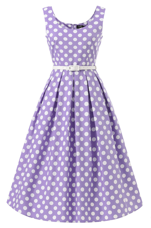 Ophelia Lilac Polka Dot Midi Dress