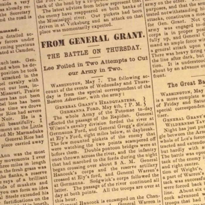 The Worcester Palladium Newspaper, Civil War Issue