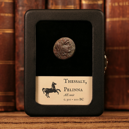 Thessaly, City States of Pelinna, AE Unit, Mantho & Horseman - 300 to 200 BCE - Ancient Greece