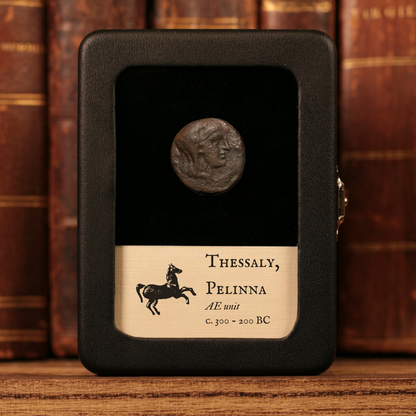 Thessaly, City States of Pelinna, AE Unit, Mantho & Horseman - 300 to 200 BCE - Ancient Greece