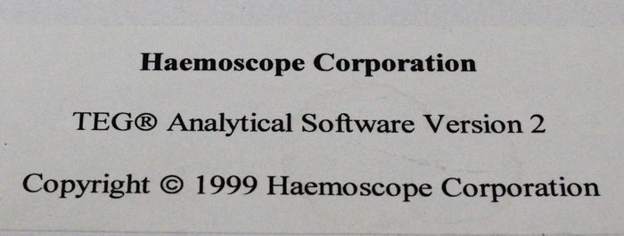 Thromeblastograph 3000 Coagulation TEG Analytical Software Ver. 1.28 - 2 - 2.20