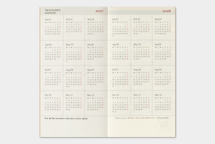 TRAVELER'S Company 2027 Monthly Refill (Regular Size)