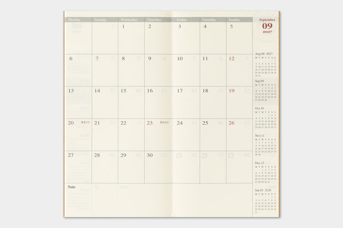 TRAVELER'S Company 2027 Monthly Refill (Regular Size)