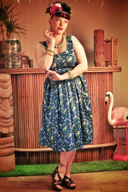 Amanda Navy Blue T-Rex Dress