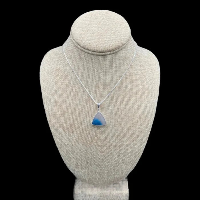 Sterling Silver and blue Dumortierite Quartz pendant necklace