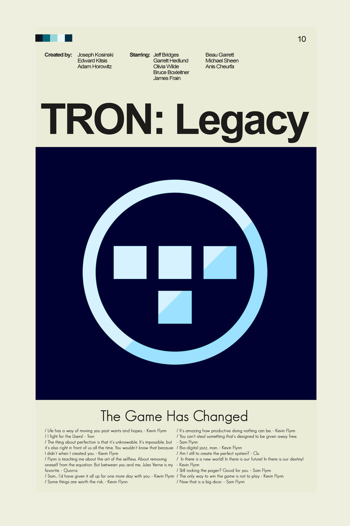 TRON: Legacy Mid-Century Modern Print | 12"x18" or 18"x24" Print only