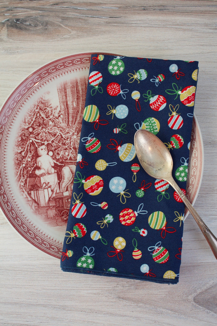 Tumbling Baubles Christmas Napkins (Liberty of London Fabric)