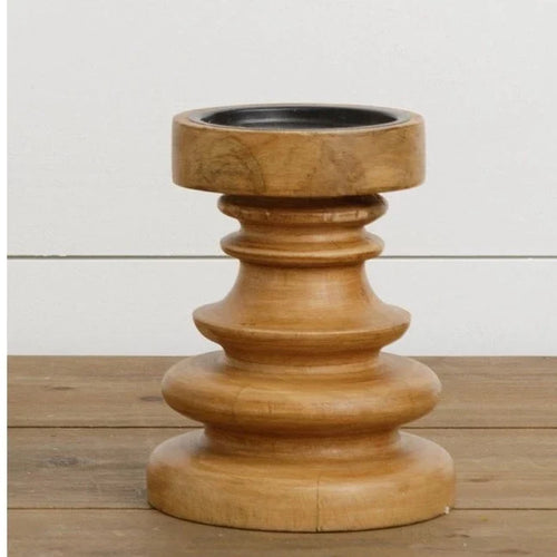 Turned Wood Pillar Candle Holder