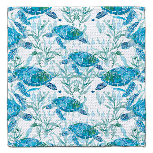 Turtle Blue/Green w/Seaweed Eco-Friendly Washcloth - CJ Bella Co.