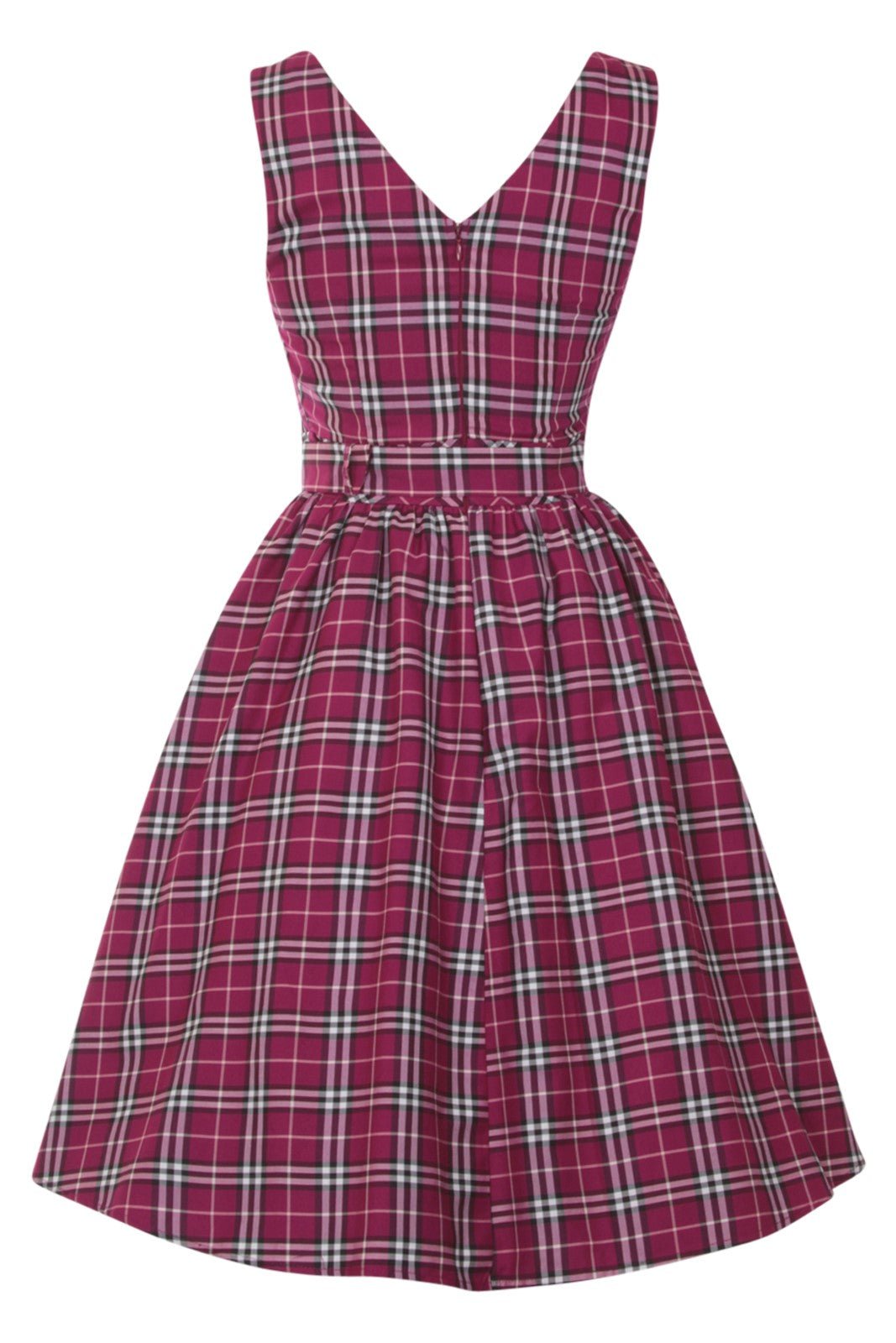 May V-neck Vintage Inspired Swing Dress in Purple