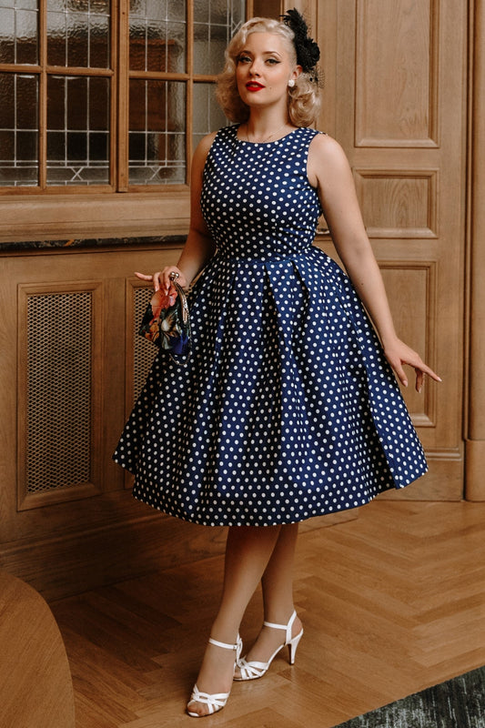 Lola Classic Vintage Sailor Dress in Dark Blue