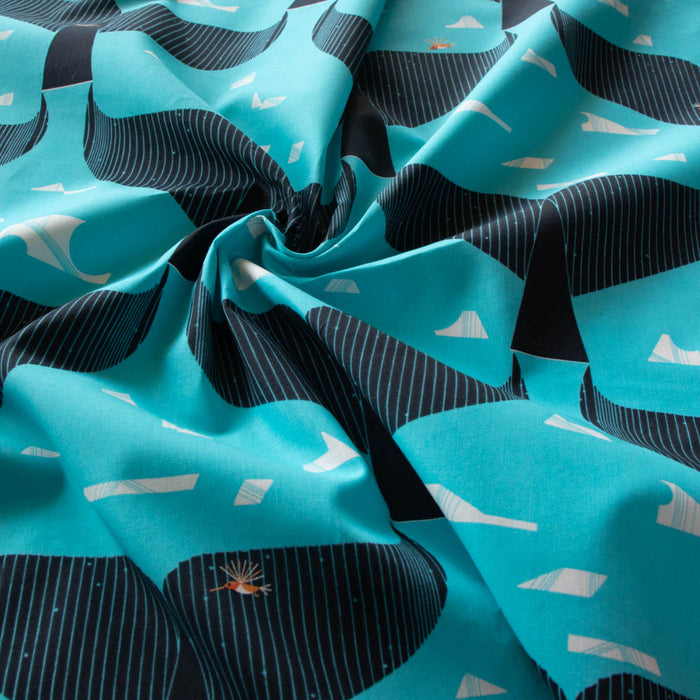 Whale of A Tail Organic Poplin by Birch Fabrics