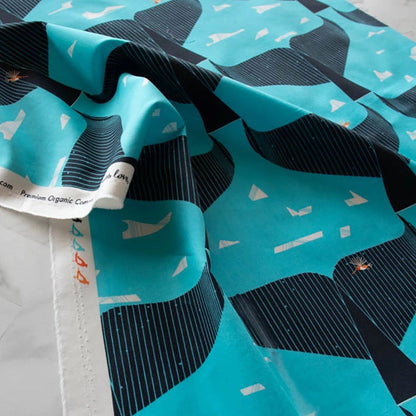 Whale of A Tail Organic Poplin by Birch Fabrics