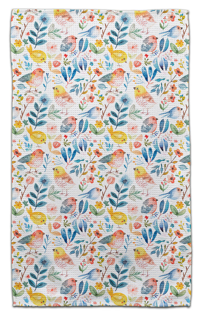 Whimsical Birds Waffle Weave Towel - CJ Bella Co.