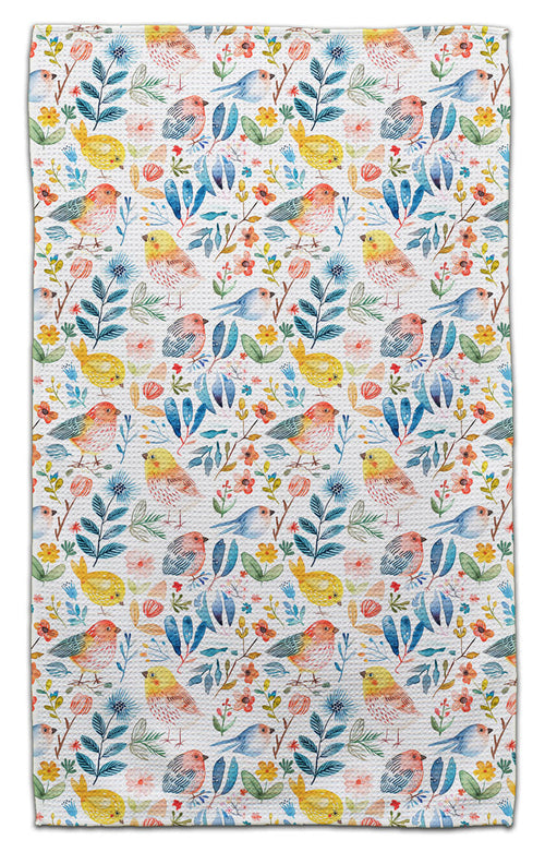 Whimsical Birds Waffle Weave Towel - CJ Bella Co.