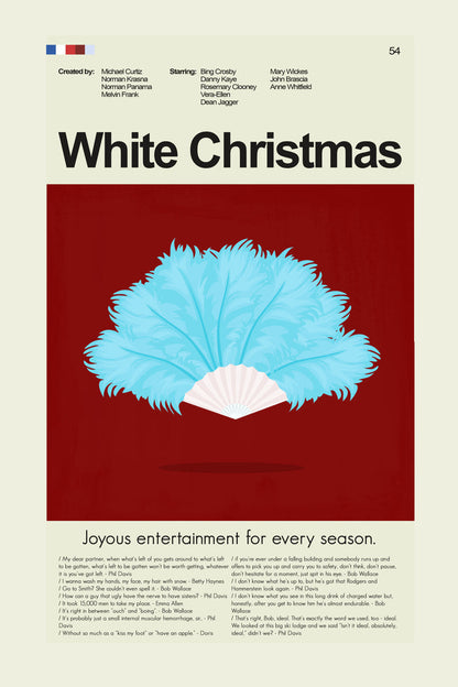 White Christmas - Blue Feathered Fan  | 12"x18" or 18"x24" Print only