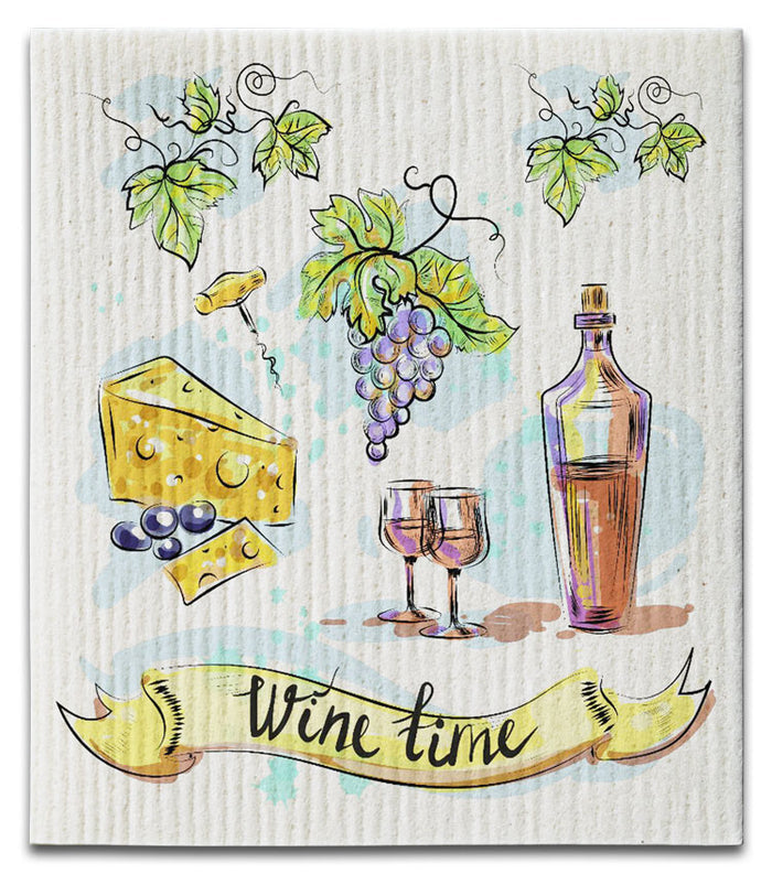 Wine Time Swedish Dishcloth
