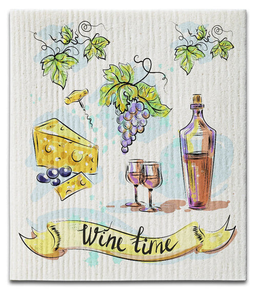 Wine Time Swedish Dishcloth