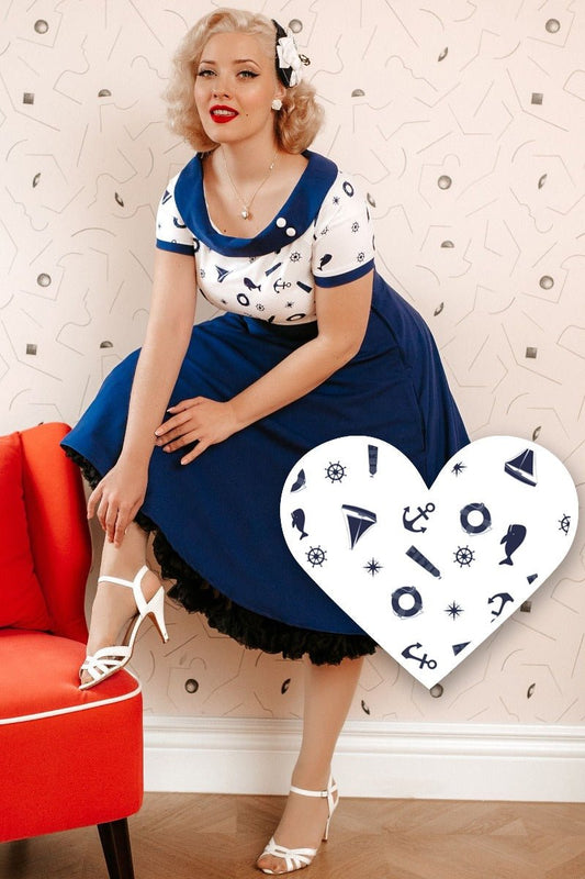 Darlene Nautical Navy & White Swing Dress
