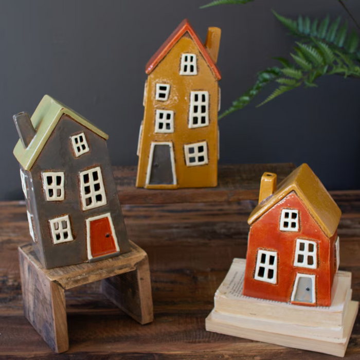Wonky Ceramic House Tea Light Holder