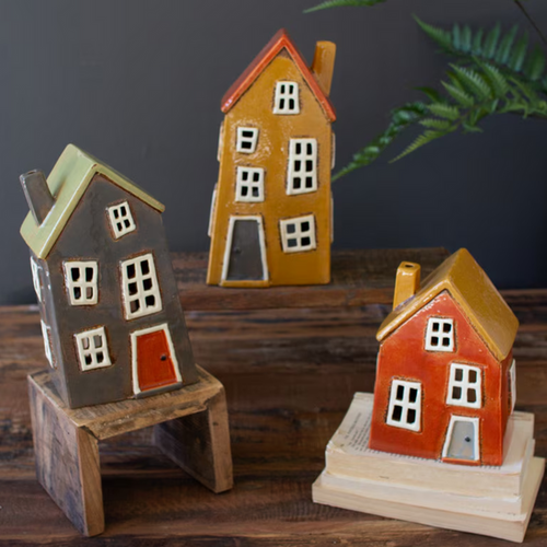 Wonky Ceramic House Tea Light Holder