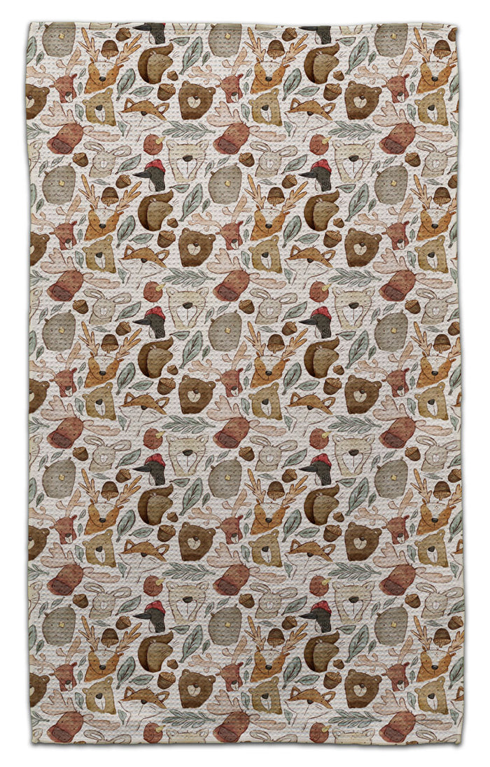 Woodland Animals Waffle Weave Towel - CJ Bella Co.