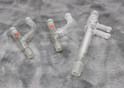 x2 Three Way Claisen Adapters 14/20 and Wilmad Glass Reflux Coil Condenser 19/22