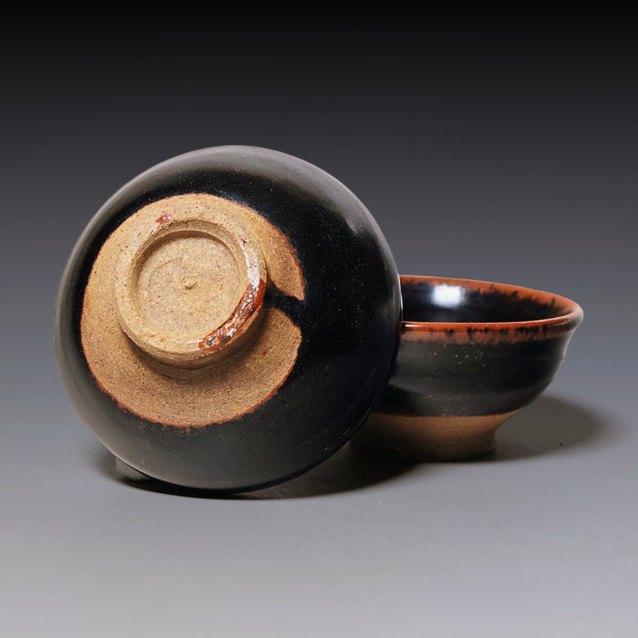 Yuan Dynasty, Set of Two Brown Glazed Ceramic Tea Cups
