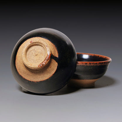 Yuan Dynasty, Set of Two Brown Glazed Ceramic Tea Cups